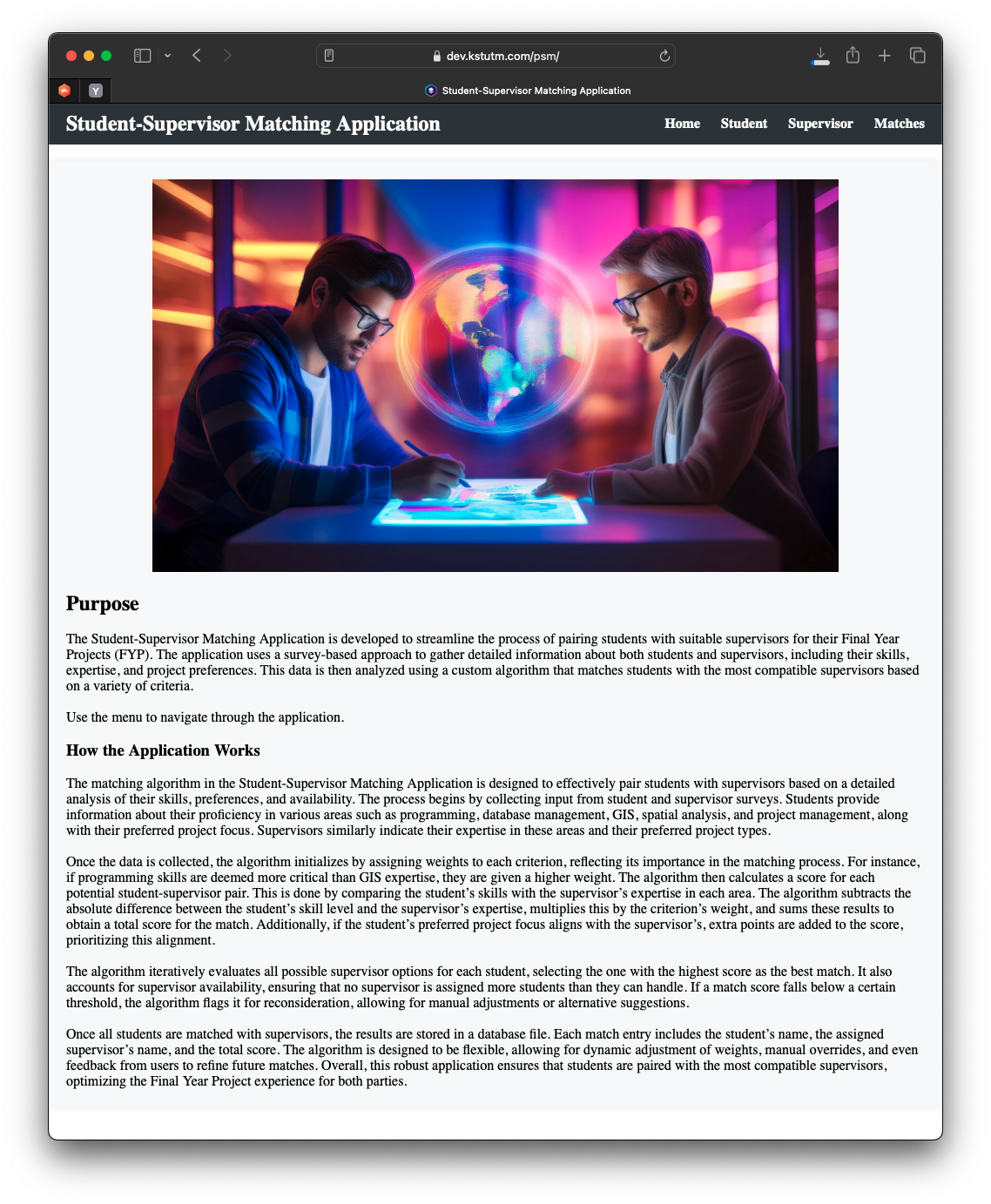 Developing an Automated Student-Supervisor Matching System for Academic Institutions: A Case Study